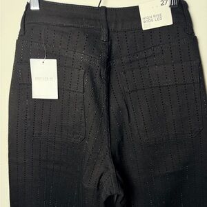 Forever 21 Black High Rise Pants Subtle Sparkle size 27 NWT Night party wide leg